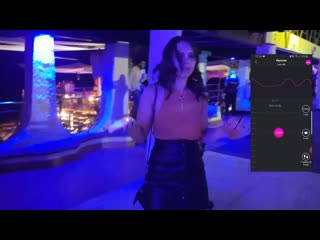 my girlfriend uses a vibrator in the nightclub and gets fucked